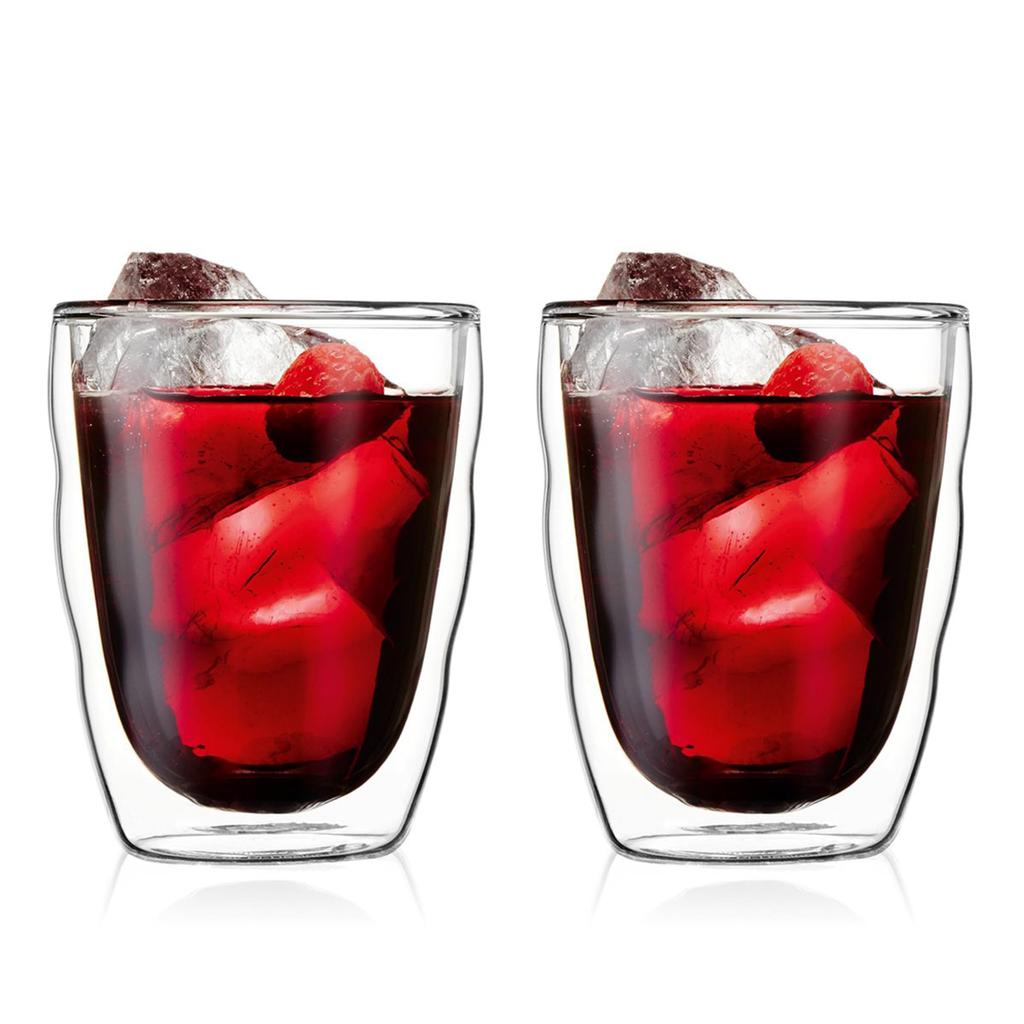 BODUM Pilatus Double-Wall Glasses, 350ml, Set of 2, Insulates Hot or Cold Drinks, Double-Walled, Microwave and Oven Safe, Dishwasher Safe [Authentic]