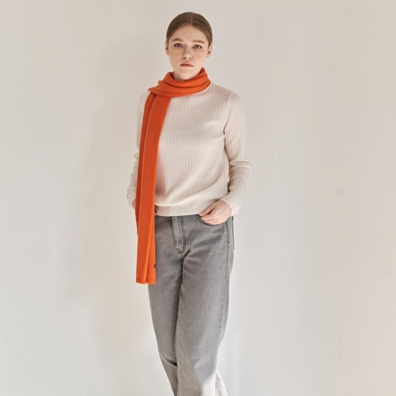 Dal Cashmere Premium Cashmere 100 Knit Muffler Orange