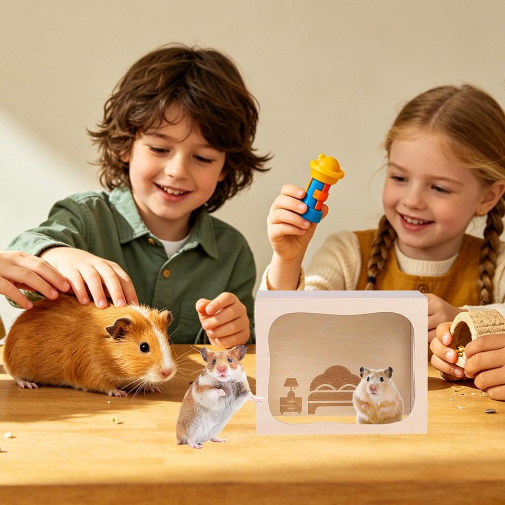 Hamsterkäfig Holz Öffnbares Oberteil Beschäftigung Kleintierhäuser & Gehege Zum Klettern Spielen Erkunden Kaninchen Chinchilla Frettchen