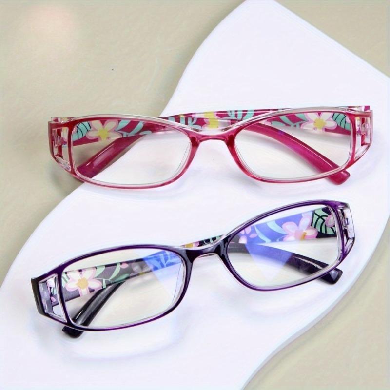 

2 Pieces Of Fashionable Reading Glasses Colored Printed Presbyterian Glasses Hollow Design Women S Decorative Glasses +4.0