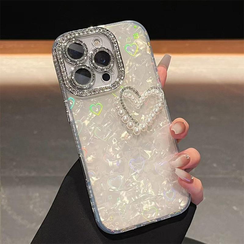 Pearl Rhinestone Love Applies To Apple 17Promax Mobile Phone Case Iphone16 Shell Pattern 15 Luxury 14 All-inclusive