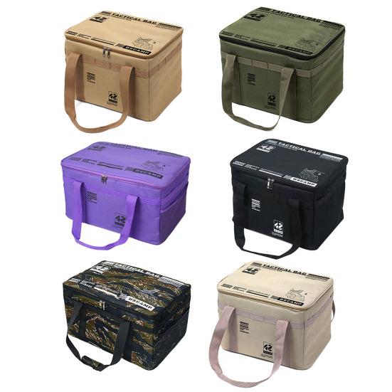 Tactical Camping Storage Bag 42L Utility Organizer Tote with Dividers Waterproof Oxford Fabric Collapsible Cookware Organizer for Camping Travel Car