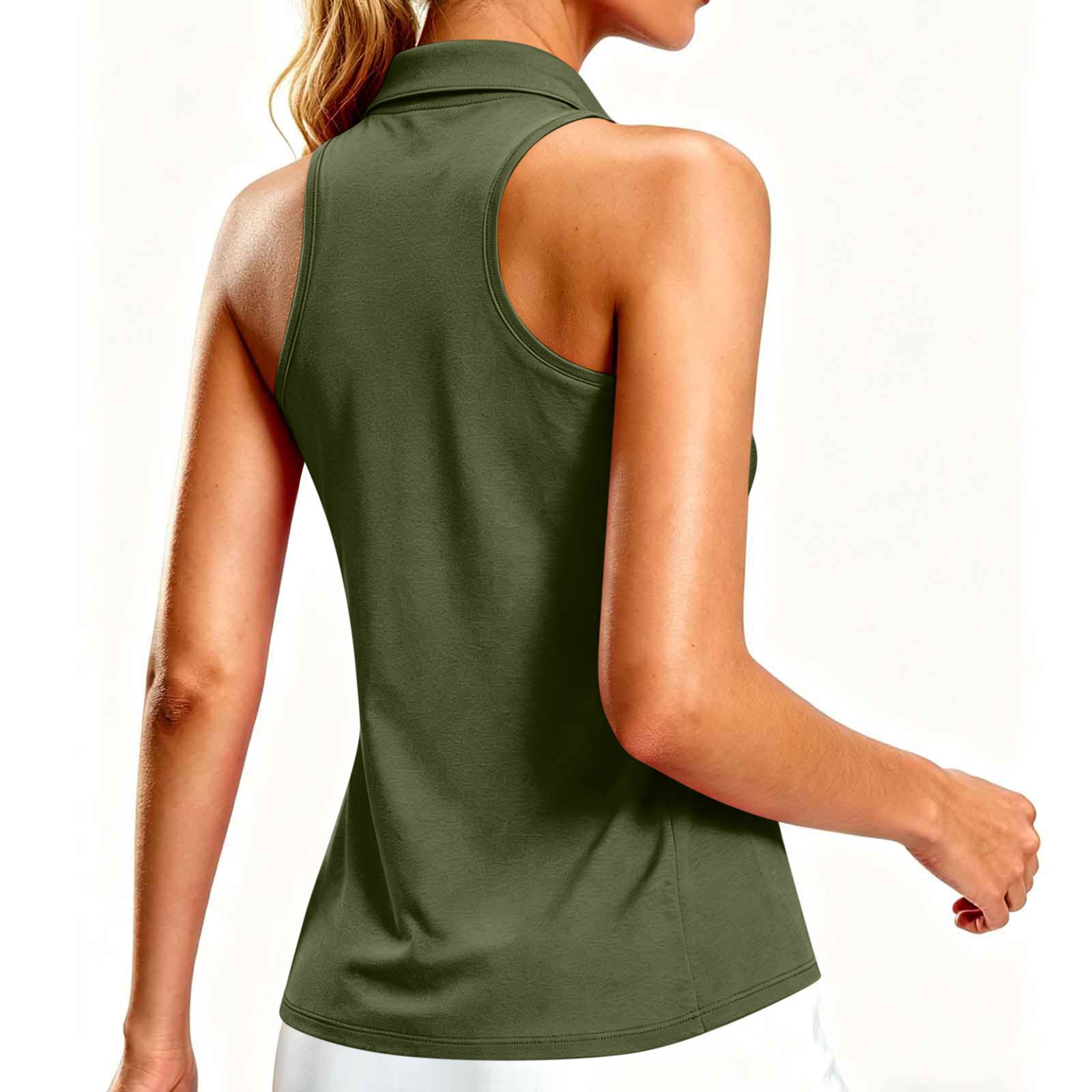 Women s Sleeveless Stand Collar Top with Backless Zipper, Color Summer Fashion for Casual Wear S зелёный