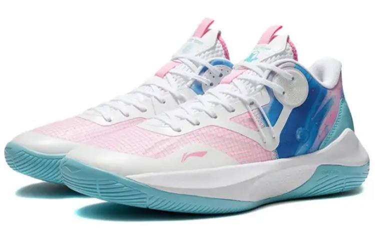 Li Ning Sonic 9 Team Cotton Candy Textile, Synthetic Leather Cushioning Breathable Rebound Low top Basketball Shoes ABPS023-1