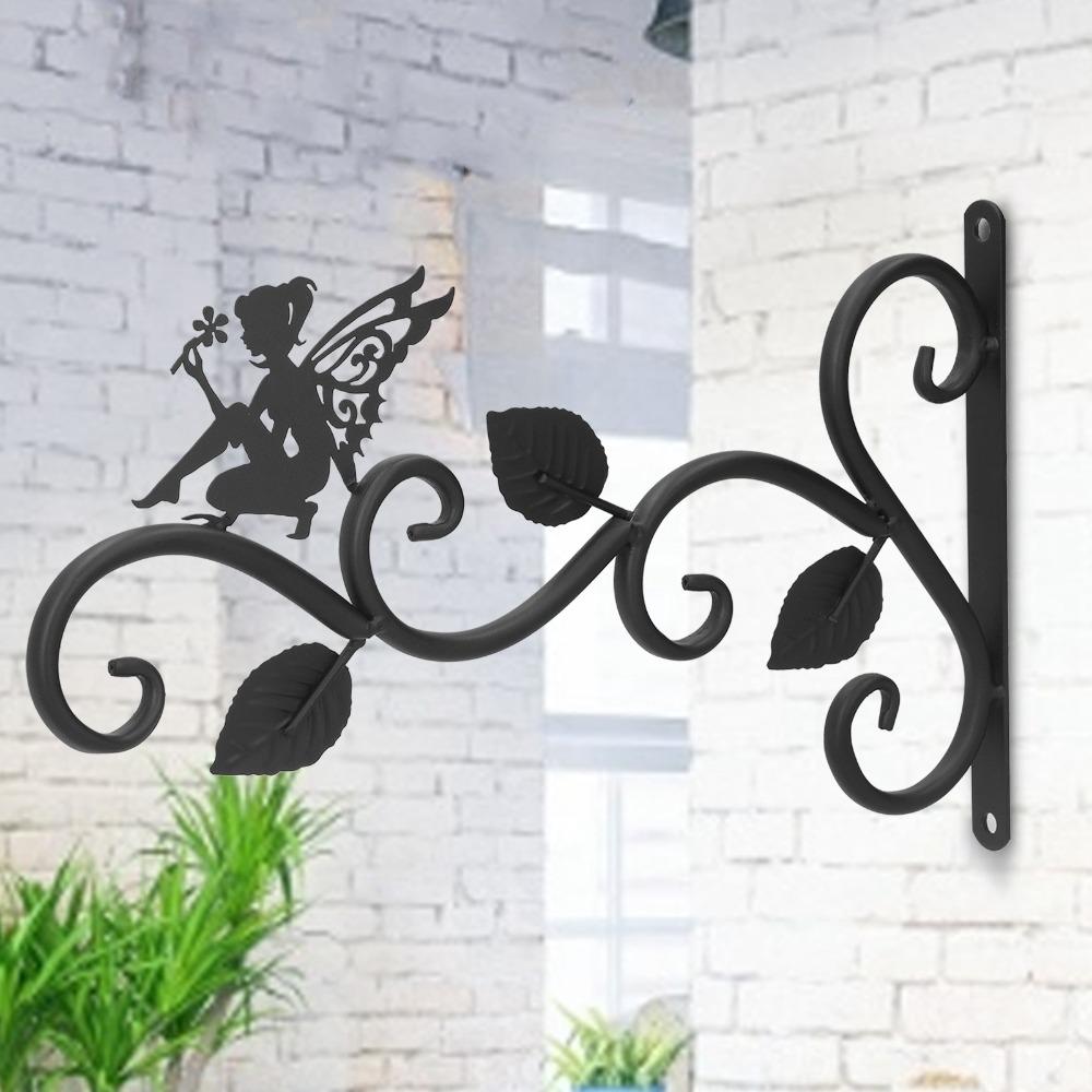 Black Hanging Plant Bracket Iron Garden Hanger Multi-purpose Wall Hook Home Wall