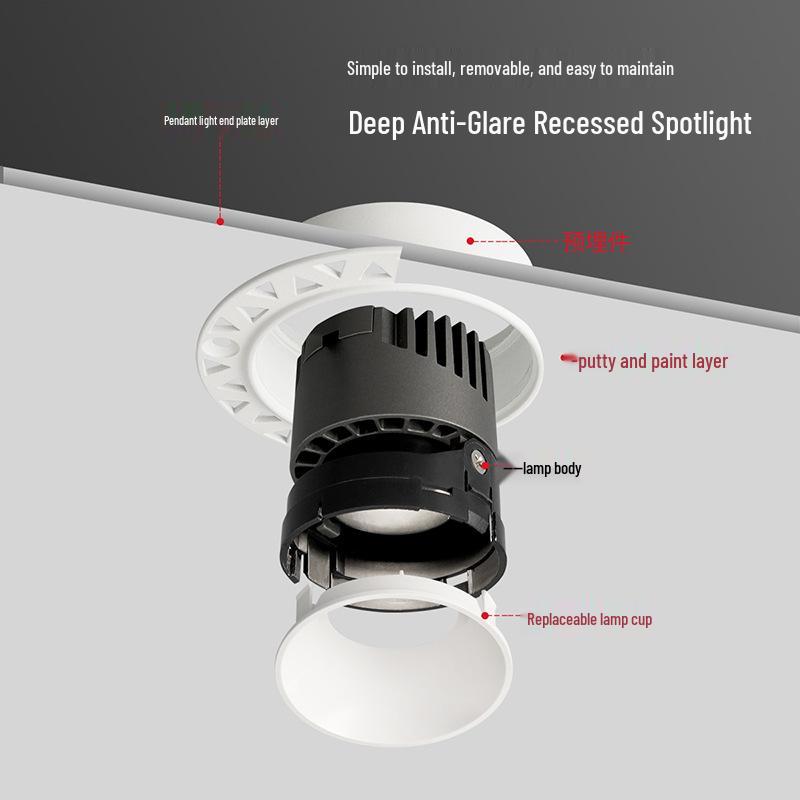 High CRI Frameless Anti-Glare COB Spotlight for Home & Hotel