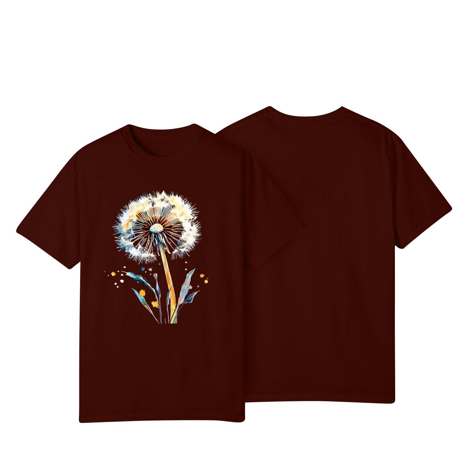 

Женская повседневная футболка с принтом подсолнухов Street Slim Fit с коротким рукавом XL винный