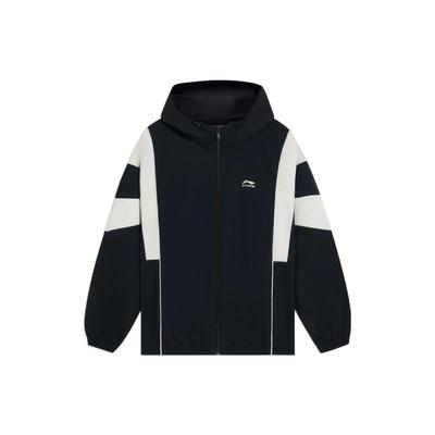 Lining Sports Lifestyle Series Woven Color Block Hooded Long Sleeve Jacket Men Jacket Black AFDT531-2