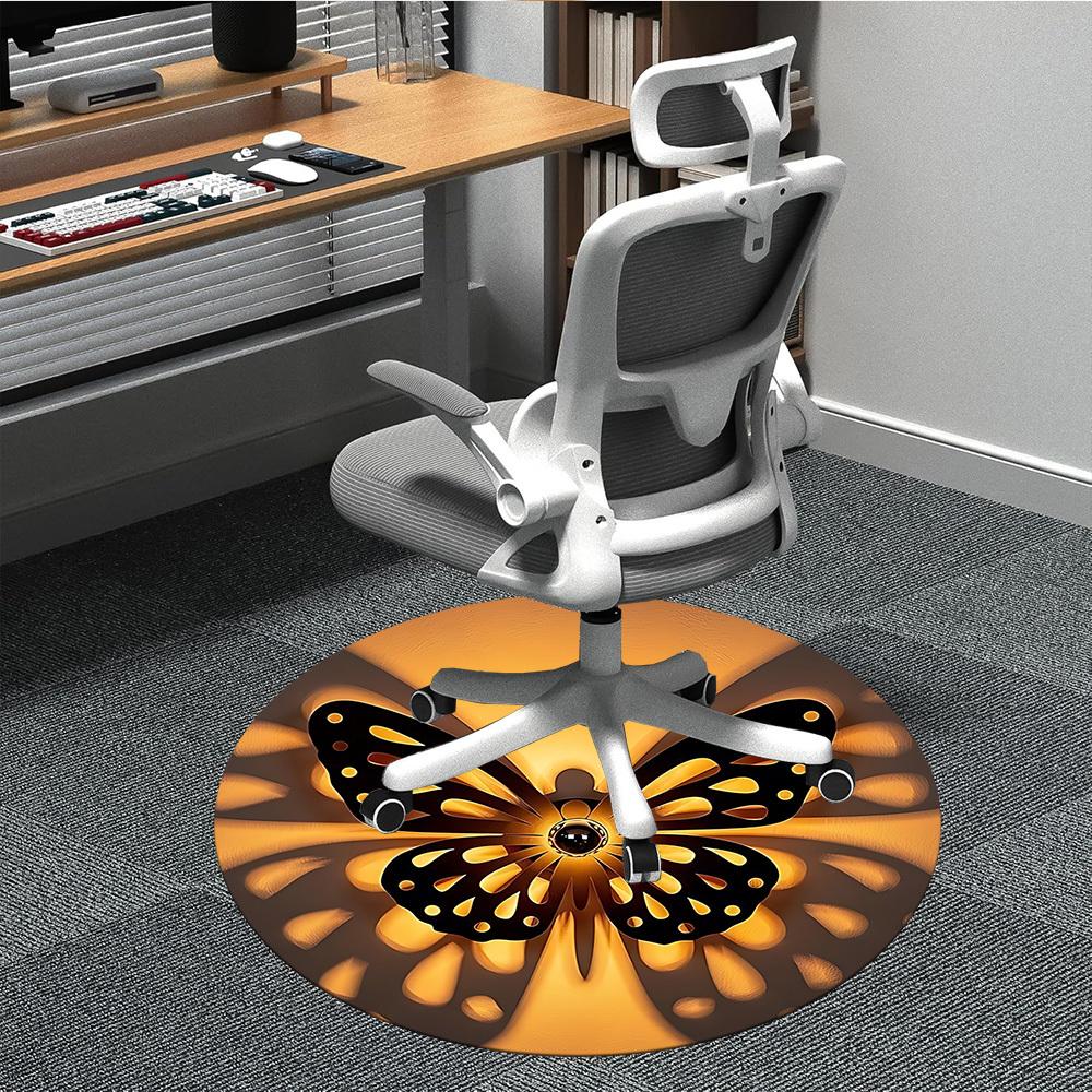 

1pc Butterfly Lampshade Chair Carpet for Office, Soft, Non Slip Polyester Mat, Office, Entryway, Living Room, Bedroom 80cm