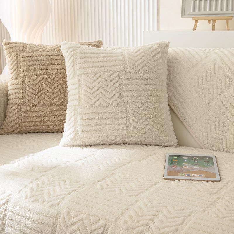 Thicken Plush Sofa Cover Stripe Sofa Cushion for Living Room Decor Winter Armchair Towel Furniture Allsize Seat Cover Slipcover