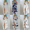 Spring Women's Wear with Elegant Printed Single-breasted Slit Shirt Dress Long Dress