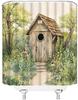 Rustic Farmhouse Shower Curtain Primitive Country Outhouse Vintage Wooden Backhouse Grass Yard Nature Garden Fabric Bathroom