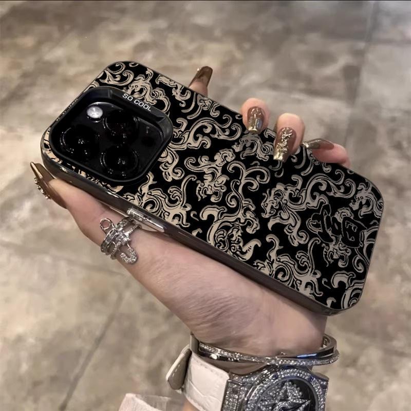 Dragon Pattern Rich Character Is Suitable for Apple 16 Mobile Phone Case Iphone15plus New 14promax Premium 13 Color Silver Case