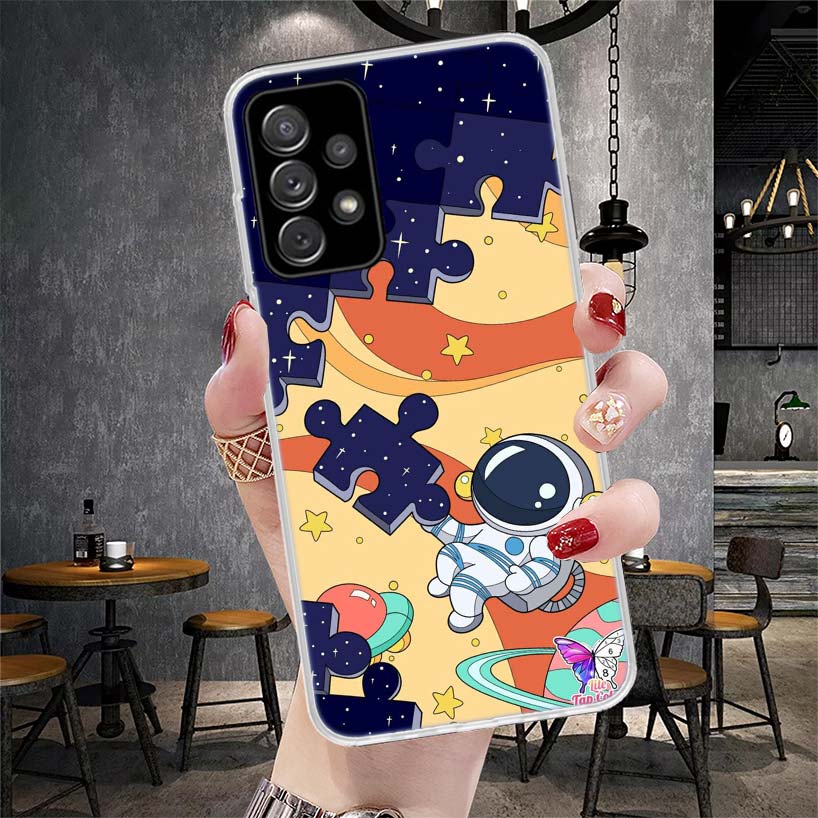 Cartoon Planet Astronaut Star Rocket Soft Phone Case For Samsung Galaxy A12 A22 A32 A52 A72 A02S A51 A50S A71 A70 A31 A20S Note
