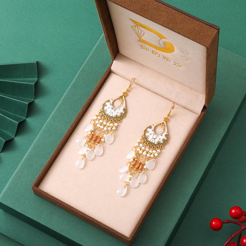 

13 Styles Classic Acrylic Water Drop Bohemian Earrings for Women Ethnic Drop Oil Handmade Beaded Dangle Earring Vacation Jewelry білий