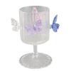 Clear Glass Goblet Decorative Wine Glasses with 3D Butterflies for Home Bar Wedding Party