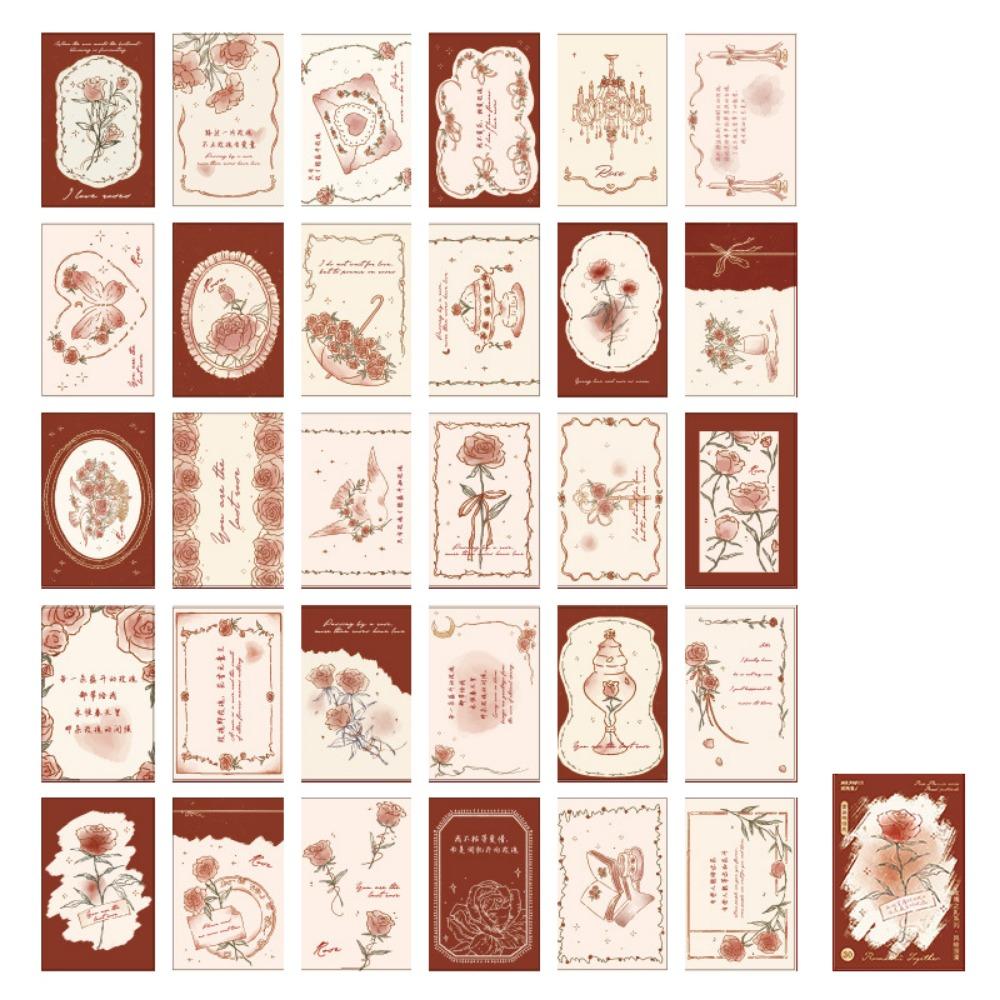 

30 шт./набор Романтические открытки с розами Винтажная серия Декоративные открытки Украшения для спальни красный