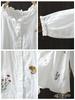 Spring/Summer 2026 Women's Embroidered Cotton Linen Cardigan with Ruffled Collar and Long Sleeves.