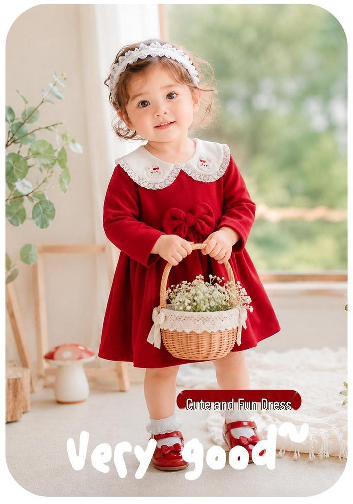 Youqi Baby Girl Birthday Dress - Princess Gown for First Birthday, Spring/Autumn 2026, New Year & Hundred Days Celebration Dress