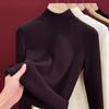 Autumn and winter women's clothing containing wool and silk bottoming shirt women's inner heating fleece warm turtleneck top with fleece and thicker