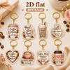 8pcs Colorful Mini Key Chains Acrylic Bag Charm Key Ring New 2D Flat Acrylic Keychain Set  Gift