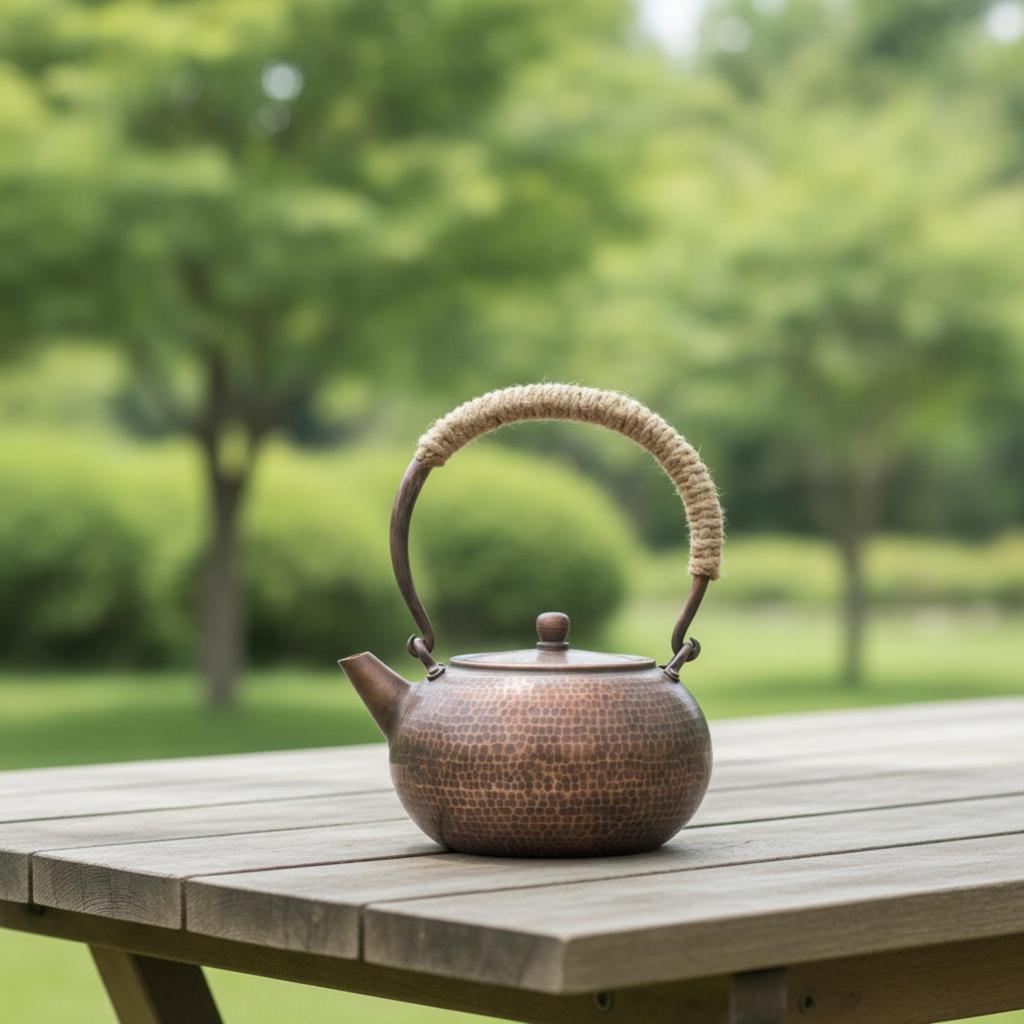 Chinese Tea Ceremony Kettle Handcrafted Hammered Copper for Collectors, Kitchen