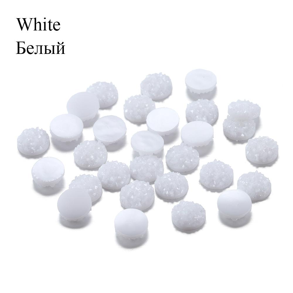 50Pcs/Lot 8mm Mix Colors Natural Ore Style Cabochons Convex Flat Back Resin Half Round Cabochons For DIY Jewelry Making Supplies