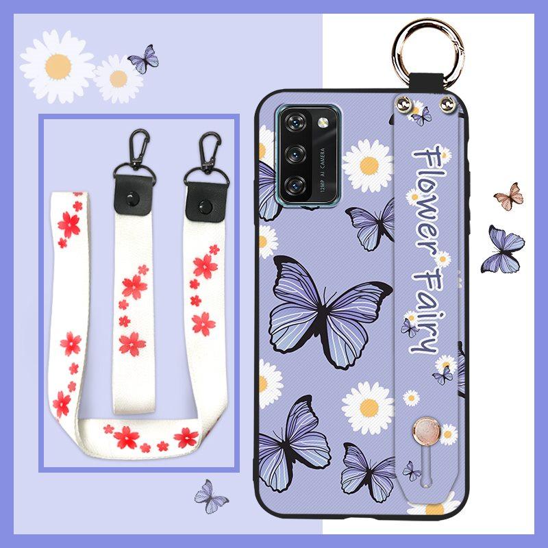Anti-dust Soft case Phone Case For Blackview A100 Flower Back Cover Lanyard Protective Ring Oil Painting Waterproof