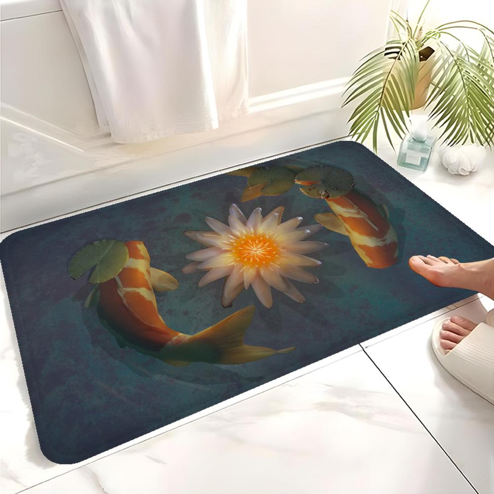 Japanese Koi Fish Door Mat Washable Non-Slip Living Room Sofa Chairs Area Mat Kitchen Bedside Area Rugs