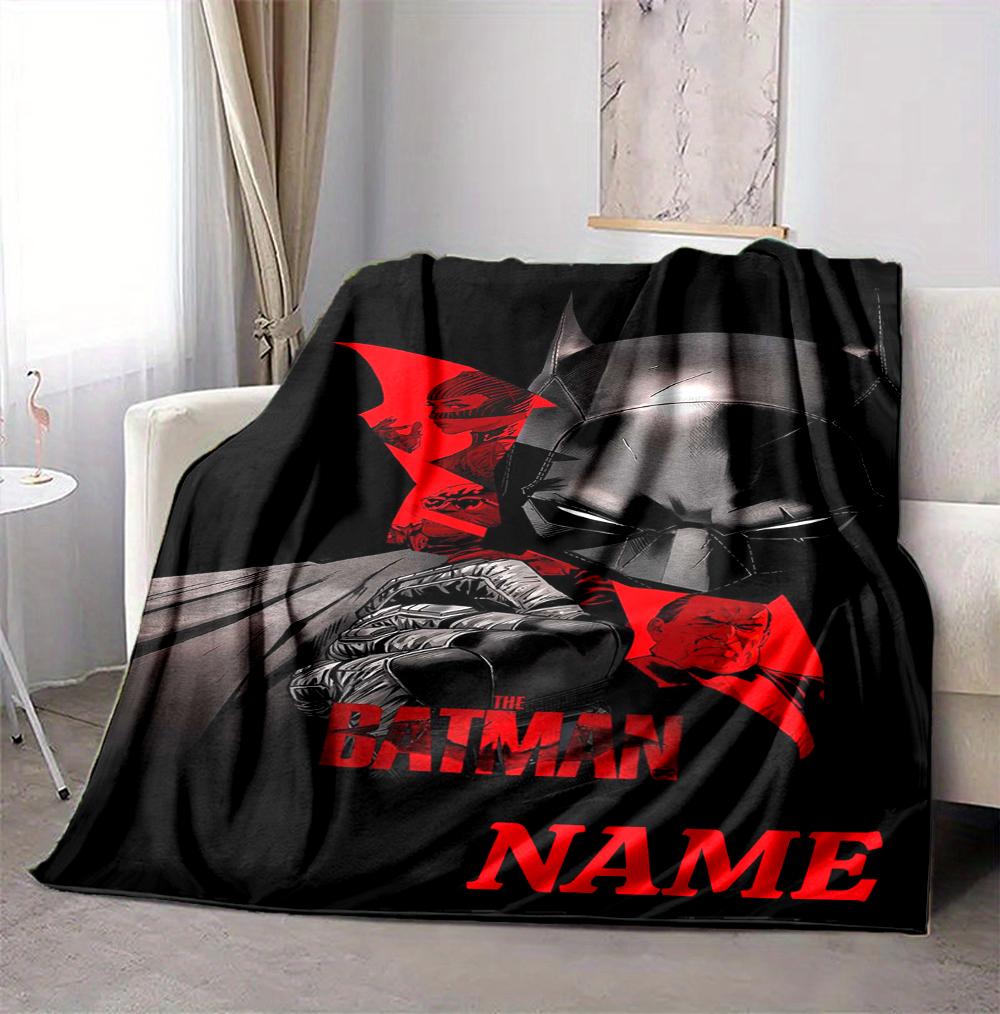 Custom Name Batman Mask Flannel Blanket Throw Blanket Soft Warm Sofa Bed home Decor Unique Gift