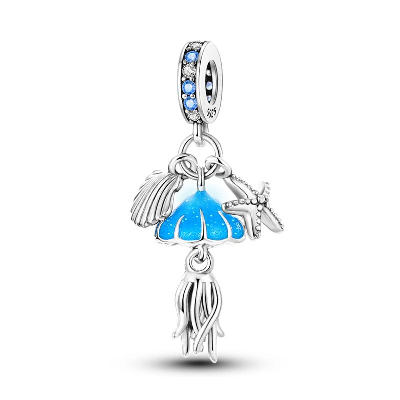 New Copper Blue Astronaut Planet Ocean Dolphin Charm Bead Fit Bracelet Women Jewelry Diy Gift