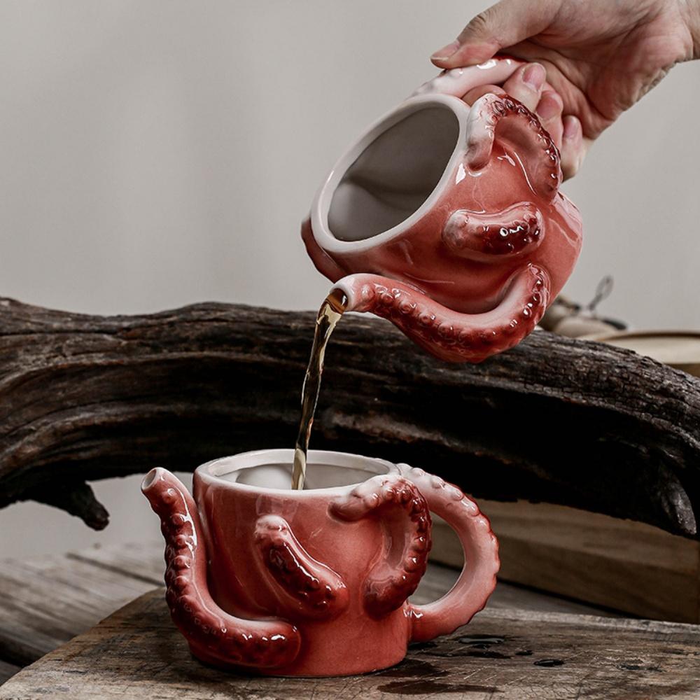 Novel Tentacle Octopus Cup Ceramic Coffee Mug Funny Novelty Gifts Tea Pot 301-400ml