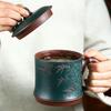 Zisha Clay Tea Cup with Gold Inlay and Bamboo Motif
