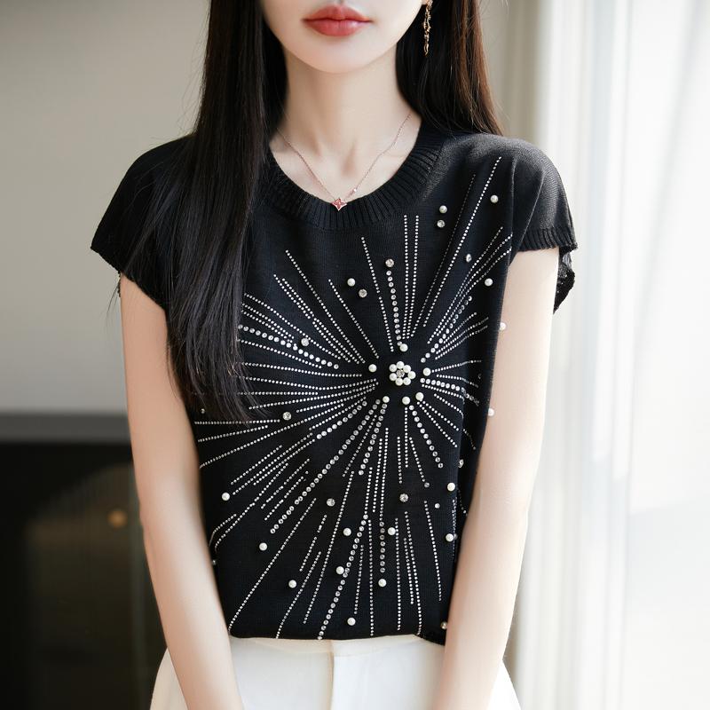 Women Knit T-shirt MODERN NEW SAGA Summer Knitted Shirt Short Sleeve Tees O-neck Pullover Knit Tops