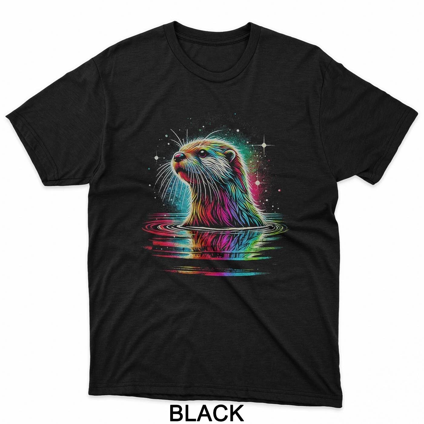 Colorful Otter, Otter With River Sea T-Shirt S