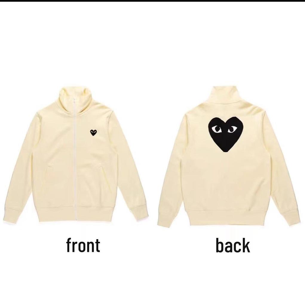 Chuan Jiu 2024 A/W Couple's Heart Hoodie Pullover with Stand Collar & Zipper