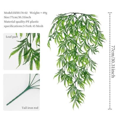 Green Hanging Vine Fern Grass Plastic Artificial Greenery Plants Persian Leaf Photo Props Green Leaves Vine Home Decoration