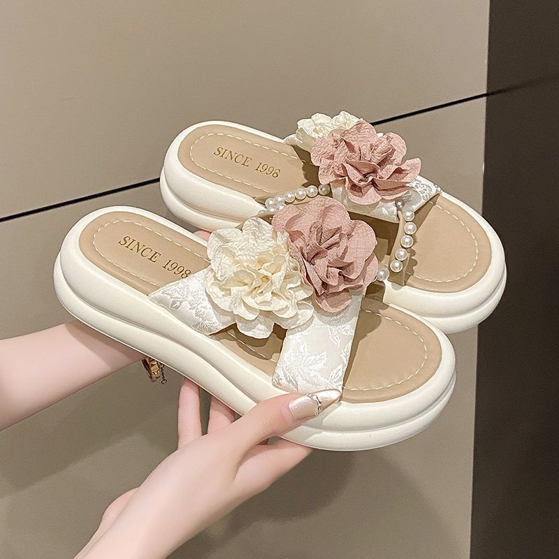 Fashion Women's Platform Sandals 2025 Summer Fashion Flower Skirt Outdoor Slippers Height Increase Lightweight Comfortable Flat Shoes