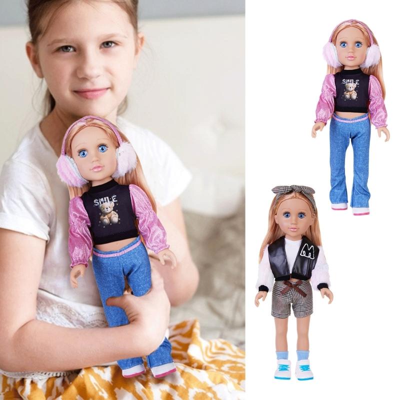 Toy Doll Soft Washable PVC Blonde Girl 18" Baby Girl Doll for Kids 18" Playable Toy with Outfit Set