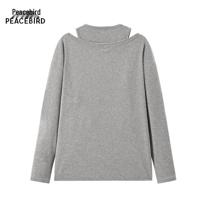 PEACEBIRD Women's False Two-Piece Long-Sleeve T-shirt