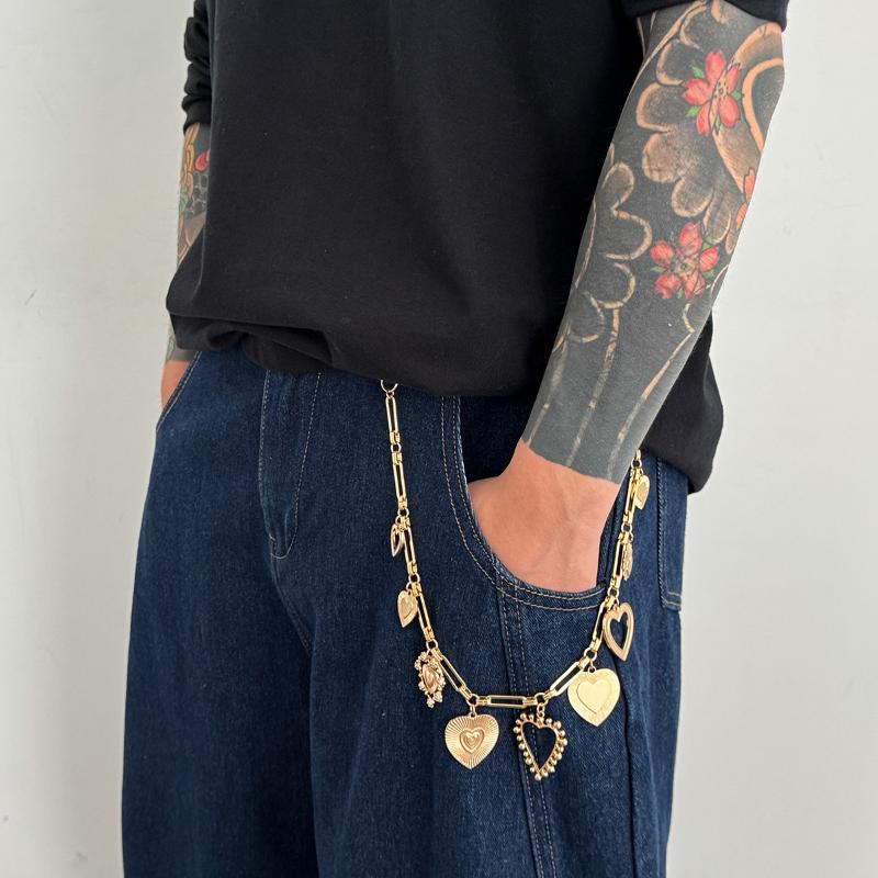 Fashion Hip Hop Love Heart Keychain Waist Belts Chain For Women Men Punk Trousers Jeans Pants Chain Bag Chain Street Jewelry