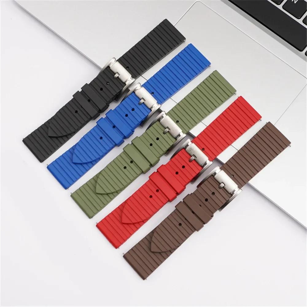 Premium-Grade Fluoro Rubber Strap 20mm 22mm 24mm Men Diving Quick Release Watch Band Bracelet for Seiko Omega for Huawei GT 4
