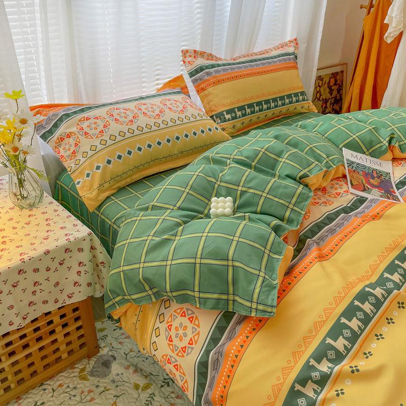 Thickened Four-piece Cotton Bedding Four-piece Cotton Single and Double Quilt Cover Three-piece Dormitory