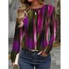 Tops for Women Abstract Design Print Round Neck Long Sleeve T-shirt Fall Casual Slim Pullover Women's Long Sleeve Top