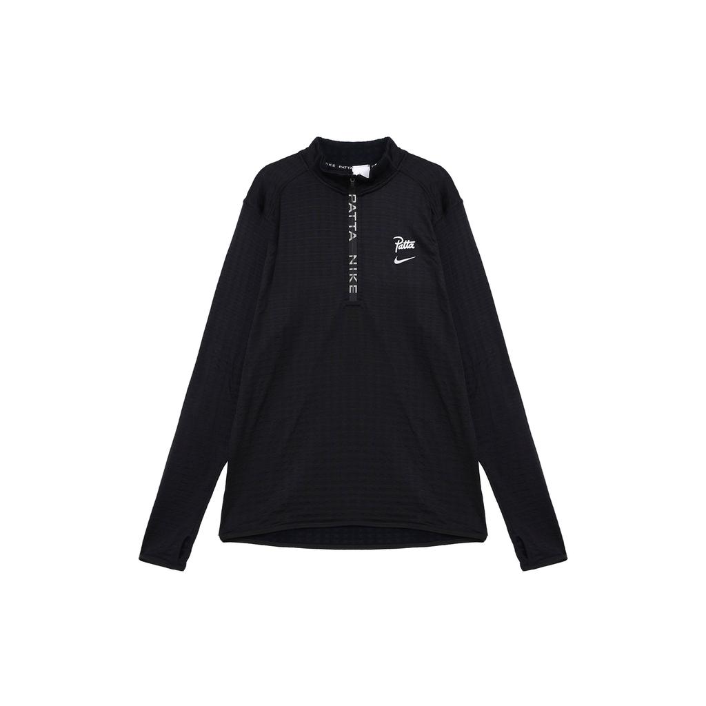 Nike X Patta SS24 Comfortable Fashion Half-Zip Logo Print Stand Collar Pullover Sweatshirt Unisex Sweatshirt Black FJ3070-010