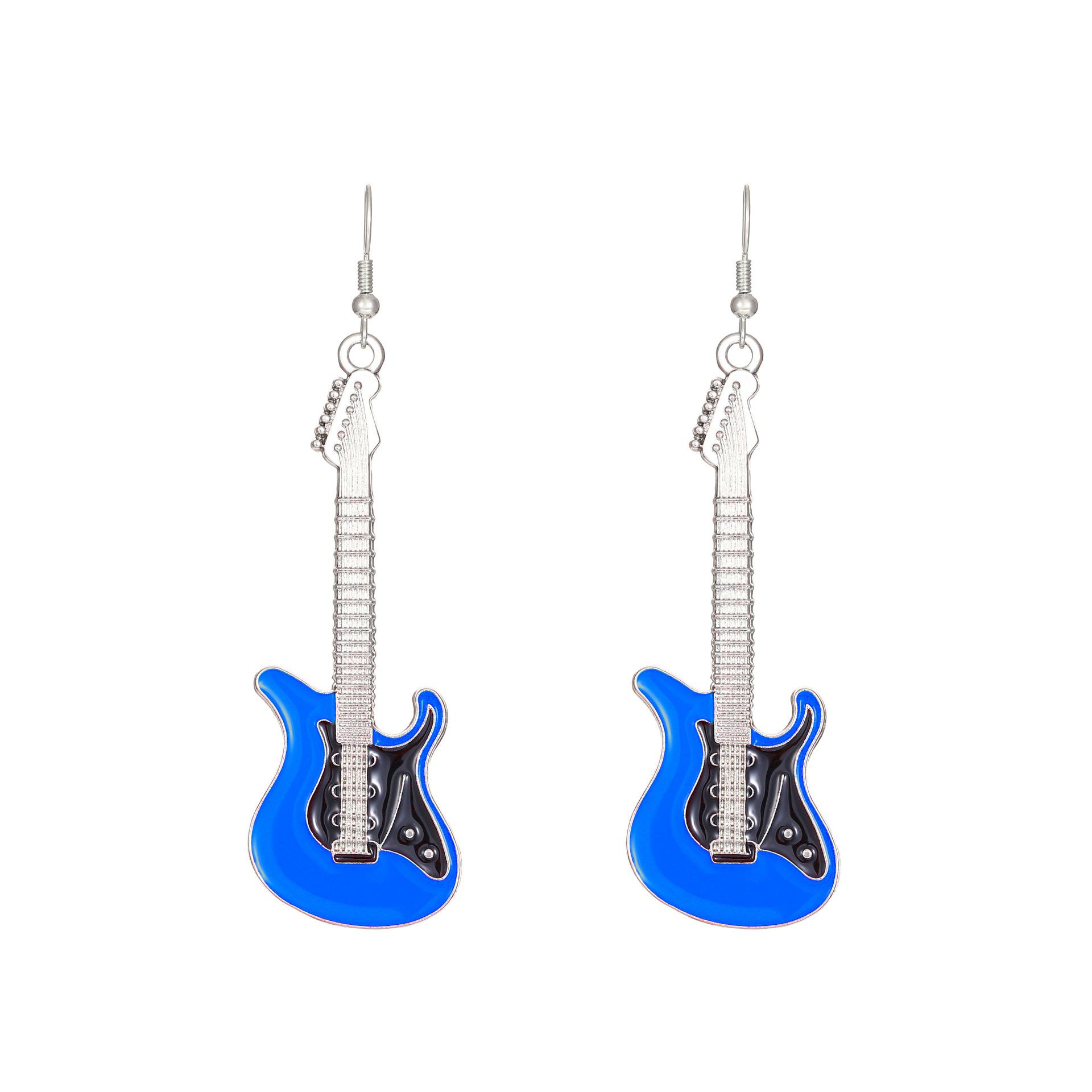 Vintage Punk Guitar Drop Earrings for Woman Funny Hip Hop Music Festival Party Dangle Earrings Teens Femme Jewelry Accessories синий