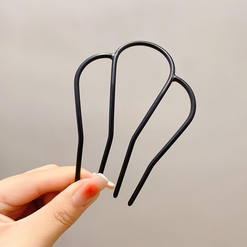 New Hairpin Female Disc Hair Artifact U-shaped Fixed Four Toothed Insert Comb Hairpin Ancient Style Flower Headpiece