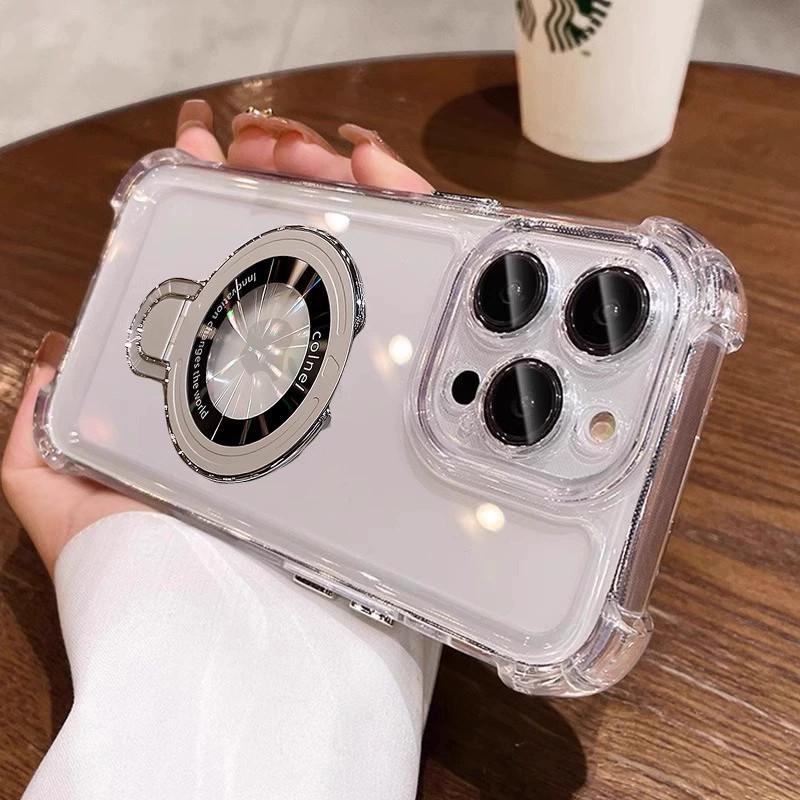 Applicable To IPhone17proMax Magnetic Suction Bracket Mobile Phone Case Four Corners Anti Fall Apple 16 Creative Full Inclusive Protection Case