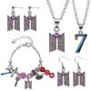 Jewelry Set Kpop ARMY Fan Gift Purple Rhinestone Logo Charm Bracelet Necklace Earrings Number 7 Pendant Women Accessories
