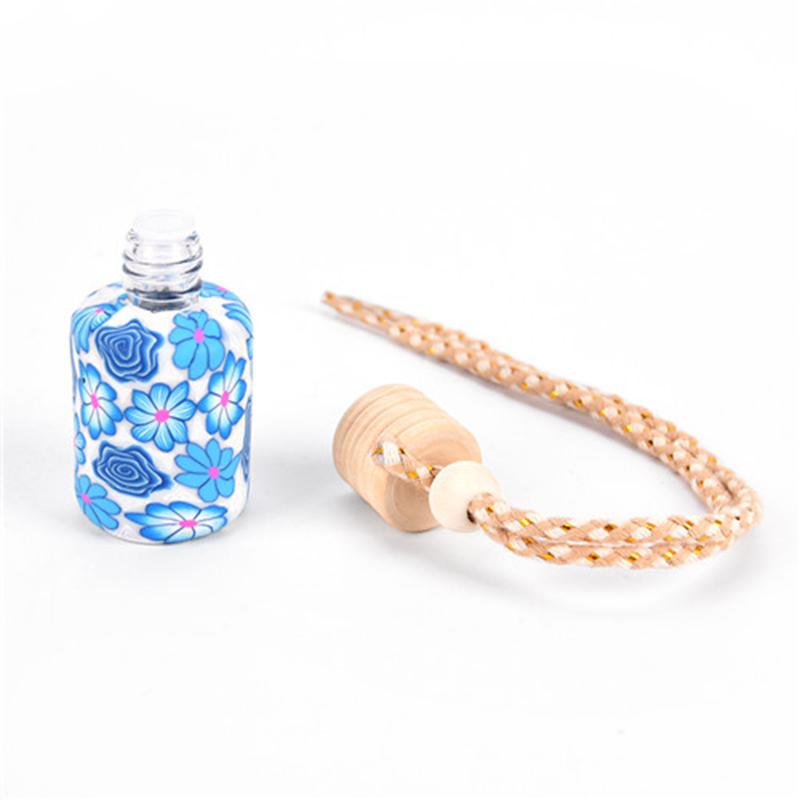 1pc 12ml Car perfume bottle Hanging Air Freshener Perfume Diffuser Floral Art Printed Car Interior Decoration